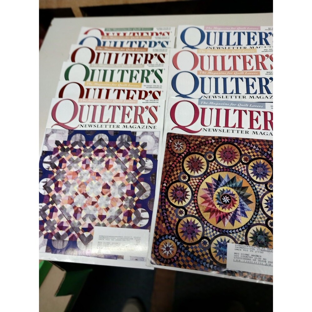 Quilter's Newsletter Magazine 2000 10 Issues Full Year